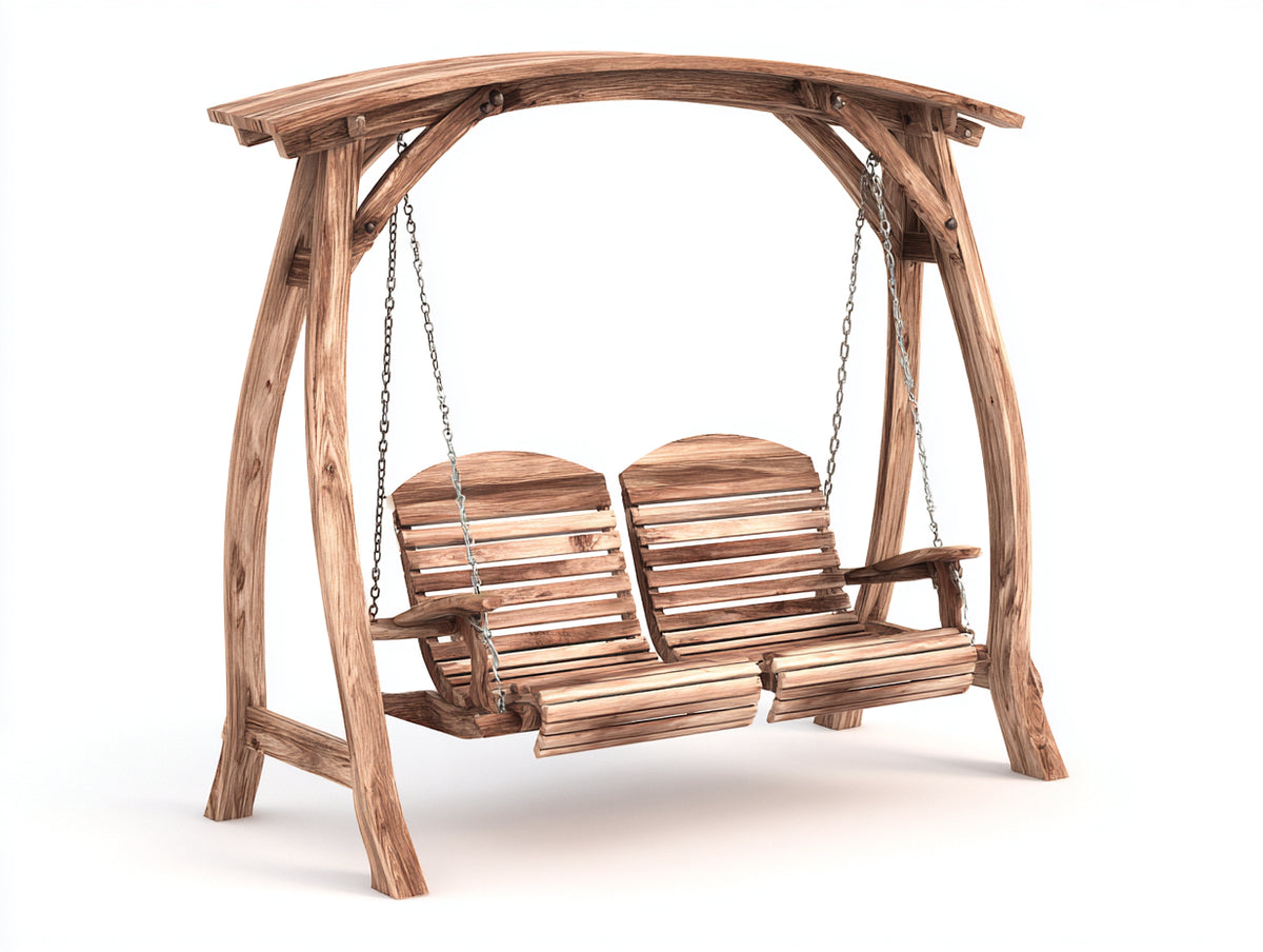 Balancelle de jardin - Bois-Métal - 210 x 130 x 205 cm - Bois naturel - Style rustique