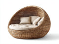 Canapé de jardin - Rotin - 190 x 145 x 145 cm - Naturel-Crème - Style cocon organique