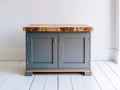 Buffet - Bois-Métal - 110 x 45 x 90 cm - Bleu gris-Bois naturel - Style contemporain