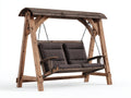 Balancelle de jardin - Bois-Métal-Tissu - 220 x 135 x 200 cm - Bois naturel-Marron foncé - Style rustique