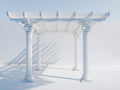 Tonnelle de jardin - Bois - 330 x 300 x 285 cm - Blanc - Style classique à colonnes cannelées