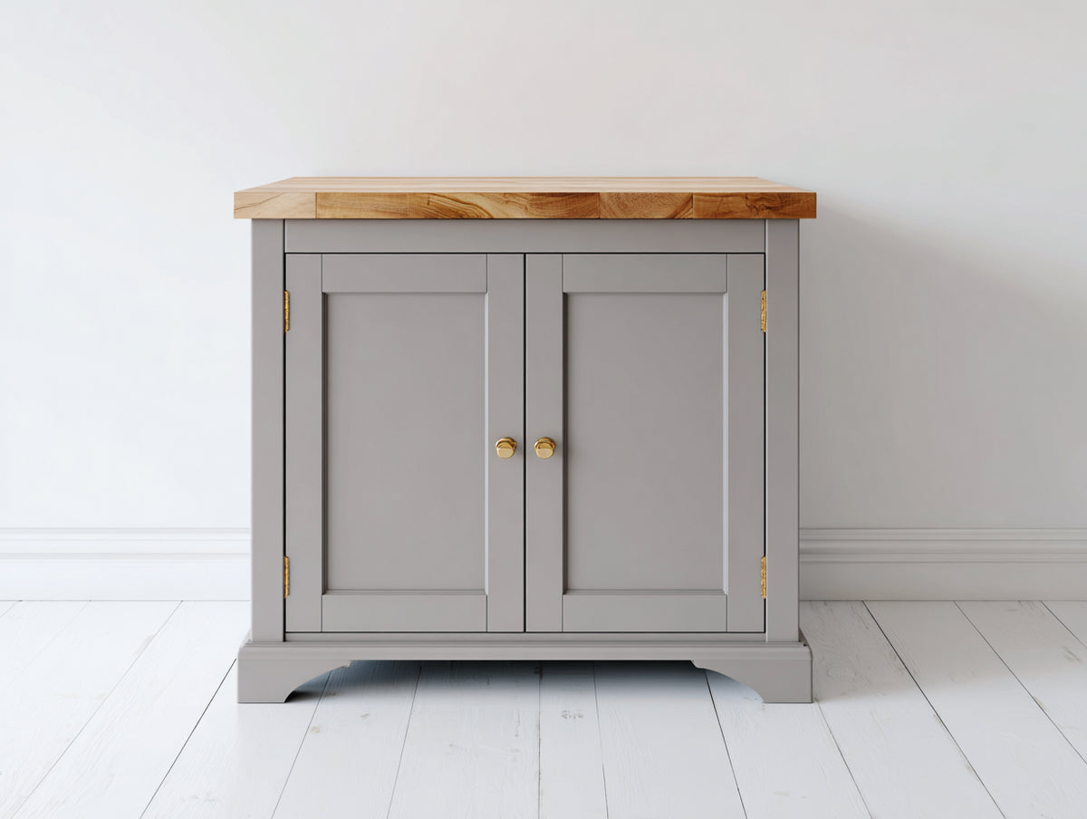 Buffet - Bois-Métal - 100 x 45 x 90 cm - Gris-Bois naturel - Style classique