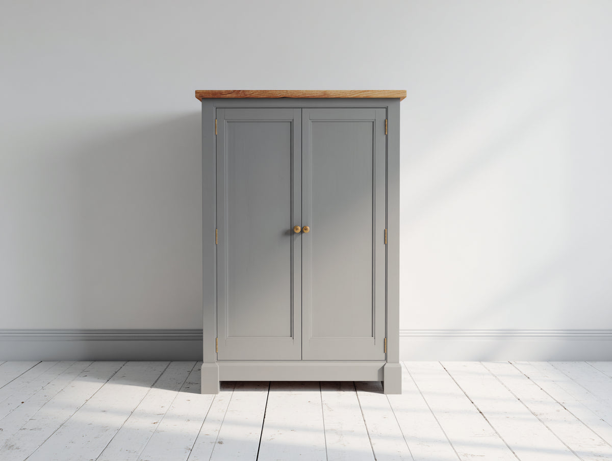 Buffet - Bois-Métal - 80 x 45 x 150 cm - Gris-Bois naturel - Style classique