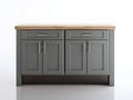 Buffet - Bois-Métal - 140 x 50 x 90 cm - Gris-Bois naturel - Style contemporain