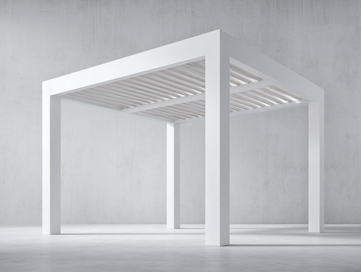 Tonnelle de jardin - Aluminium - 300 x 300 x 250 cm - Blanc - Style pergola moderne à lames