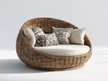 Canapé de jardin - Rotin-Bois - 190 x 150 x 105 cm - Naturel-Crème - Style cocon contemporain