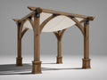 Tonnelle de jardin - Bois-Toile-Métal - 320 x 300 x 260 cm - Marron-Crème - Style pergola à arches
