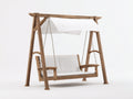 Balancelle de jardin - Bois-Métal-Tissu - 215 x 130 x 200 cm - Bois naturel-Blanc - Style naturel