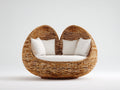 Canapé de jardin - Rotin - 190 x 140 x 125 cm - Naturel-Blanc - Style double cocon arrondi