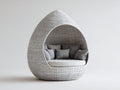 Canapé de jardin - Rotin - 165 x 135 x 205 cm - Blanc-Gris - Style cocon goutte d'eau