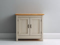 Buffet - Bois-Métal - 95 x 40 x 95 cm - Blanc cassé-Bois naturel - Style campagne