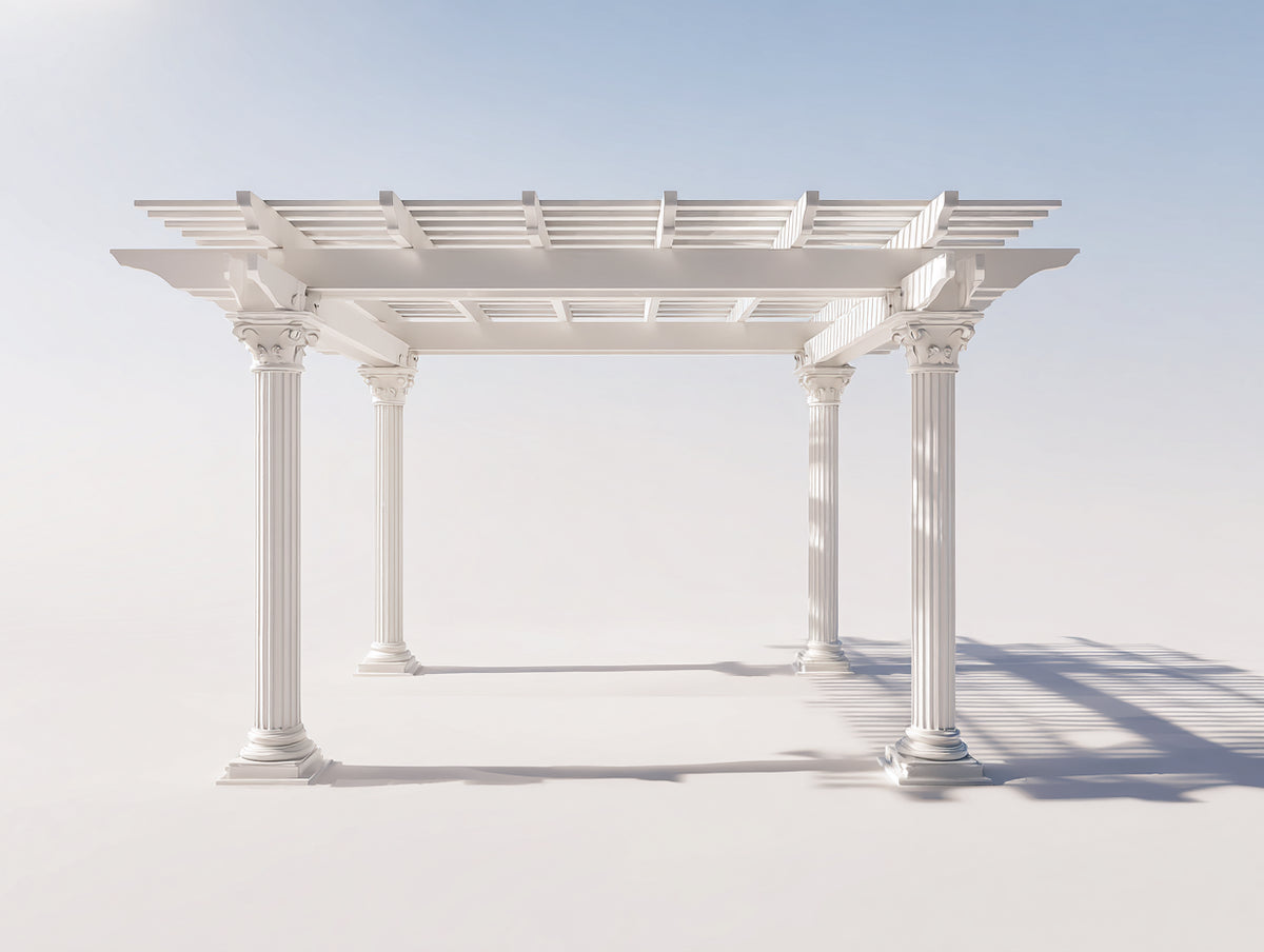 Tonnelle de jardin - Bois - 350 x 300 x 285 cm - Blanc - Style pergola néoclassique