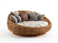 Canapé de jardin - Rotin - 200 x 165 x 95 cm - Naturel-Beige - Style lounge circulaire