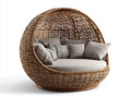 Canapé de jardin - Rotin-Bois - 185 x 150 x 175 cm - Naturel-Beige - Style cocon voûté