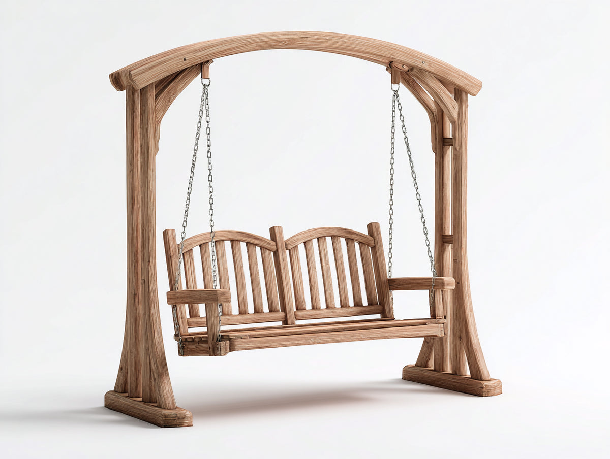 Balancelle de jardin - Bois-Métal - 205 x 125 x 205 cm - Bois naturel - Style classique