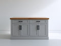 Buffet - Bois-Métal - 140 x 50 x 90 cm - Gris-Bois naturel - Style contemporain