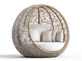 Canapé de jardin - Rotin - 175 x 135 x 180 cm - Naturel-Blanc - Style cocon ajouré
