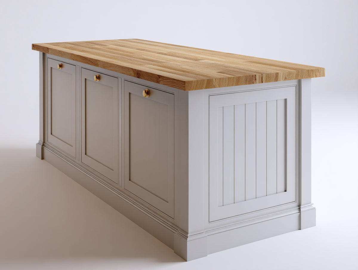 Buffet - Bois - 180 x 80 x 90 cm - Gris clair-Bois naturel - Style classique