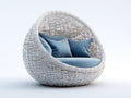 Canapé de jardin - Rotin - 160 x 135 x 150 cm - Blanc-Bleu - Style cocon contemporain