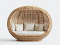 Canapé de jardin - Rotin-Bois - 210 x 110 x 180 cm - Naturel-Crème - Style cocon panoramique
